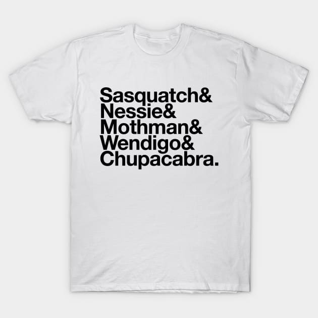 Cryptids List T-Shirt by teecloud